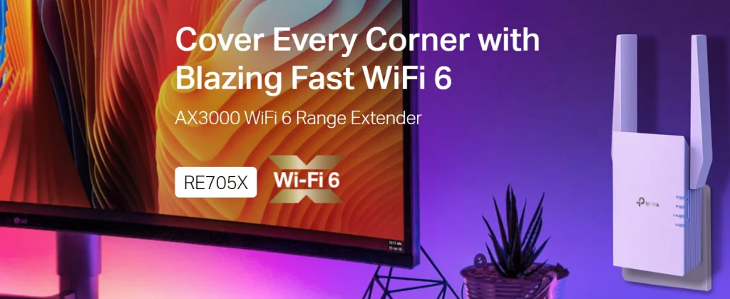 RE705X – מאריך טווח Wi-Fi 6 במהירות AX3000 עם תמיכה ב־EasyMesh וכיסוי ביתי חכם