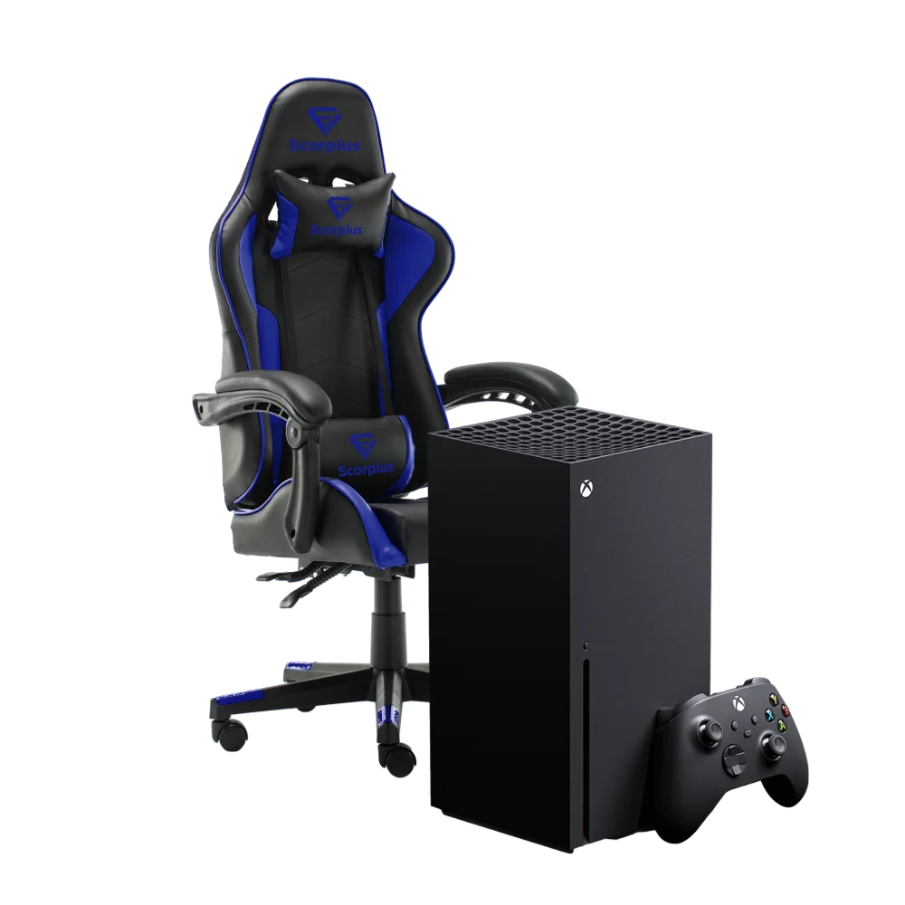 10362-000-76 XBOX SERIES X 1TB + מושב גיימינג SCORPIUS LIFE שחור-כחול – תמונה 1