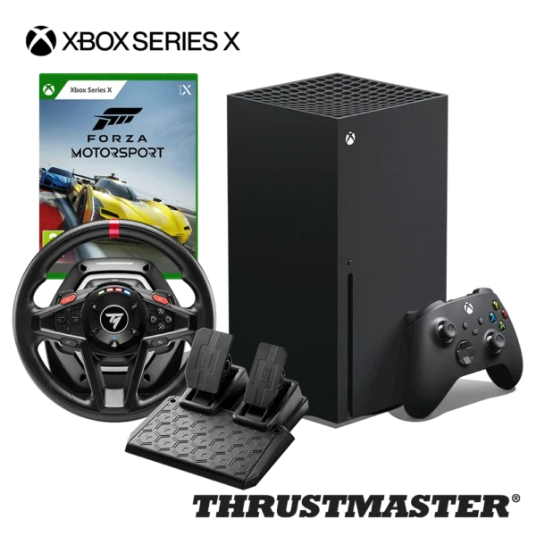 באנדל הכולל קונסולת XB_SERX + משחק XBOX FORZA MOTORSPORT + הגה TM T128X