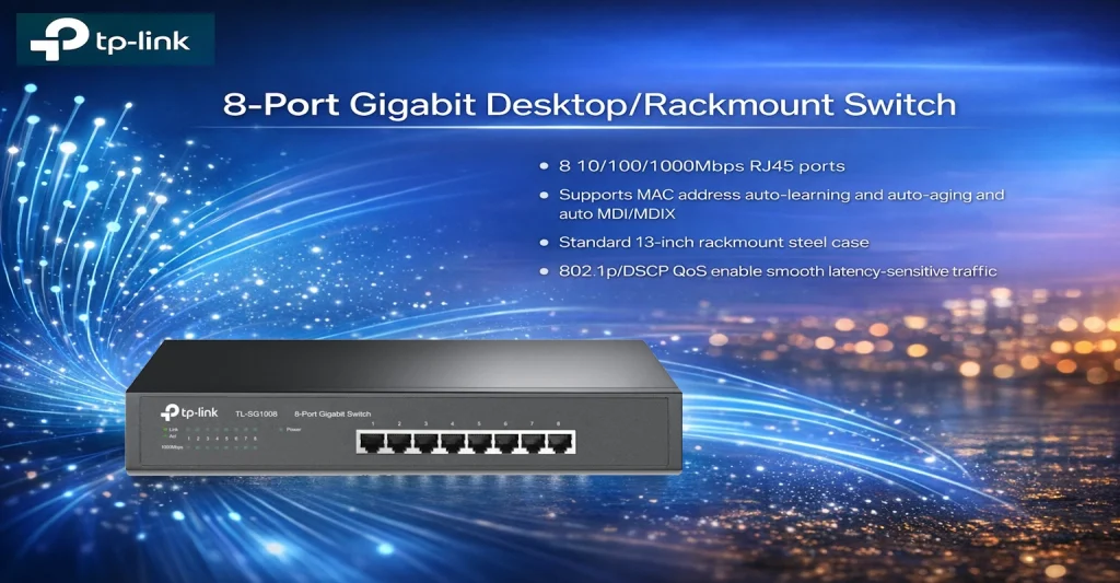 TL-SG1008 – מתג 8 פורטים Gigabit שולחני/לארון תקשורת