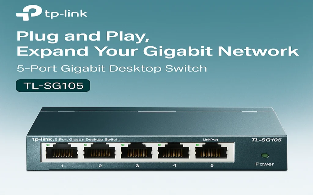 TL-SG105 – מתג שולחני עם 5 יציאות Gigabit בביצועים גבוהים ובעיצוב מתכתי איכותי