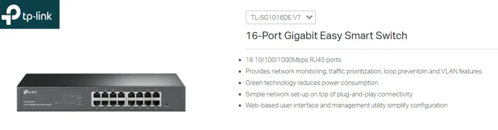 TL-SG1016DE – מתג חכם 16 פורטים לניהול פשוט ויעיל