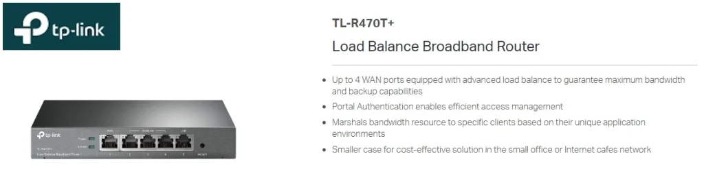 +TL-R470T – נתב Load Balance מתקדם לעסקים קטנים ורשתות מרובות חיבורים
