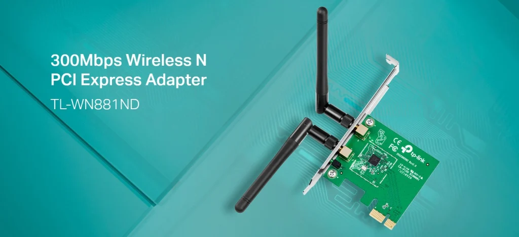 TL-WN881ND – מתאם רשת אלחוטי PCIe במהירות 300Mbps עם אנטנות מתחלפות