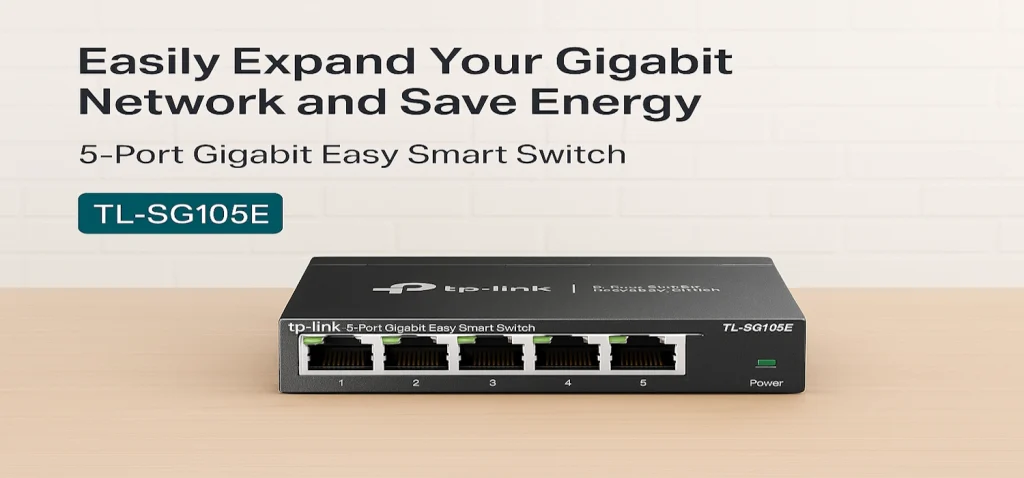 TL‑SG105E – מתג Gigabit חכם ופשוט עם 5 יציאות לניהול מהיר וחסכוני