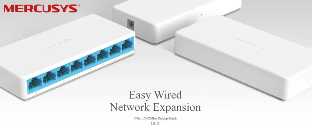 MS108 – סוויץ' 8 פורטים 10/100Mbps עם עיצוב קומפקטי ותמיכה מלאה ב־Auto MDI/MDIX