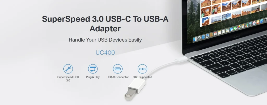UC400 – מתאם USB-C ל‑USB-A במהירות SuperSpeed