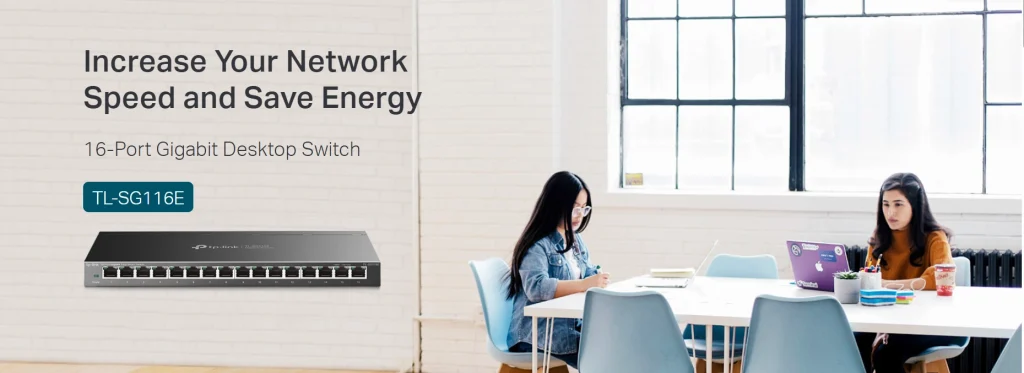 TL‑SG116E – מתג חכם עם 16 יציאות Gigabit בעיצוב מתכתי שקט ועמיד