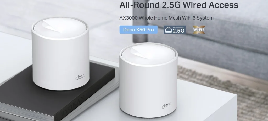 Deco X50 Pro – יחידת Mesh Wi-Fi 6 AX3000 עם 2× יציאות 2.5Gbps ו-AI Mesh