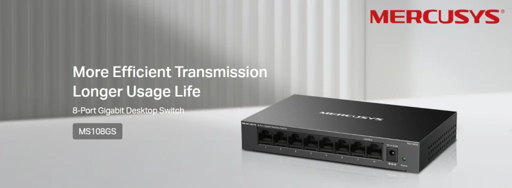 MS108GS – מתג Gigabit עם 8 פורטים, מבנה פלדה ואמינות מושלמת