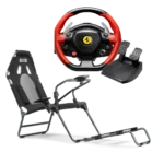 באנדל הגה Ferrari 458 Spider מבית Thrustmaster ומושב GTLite Carbon Grey מבית Next Level Racing
