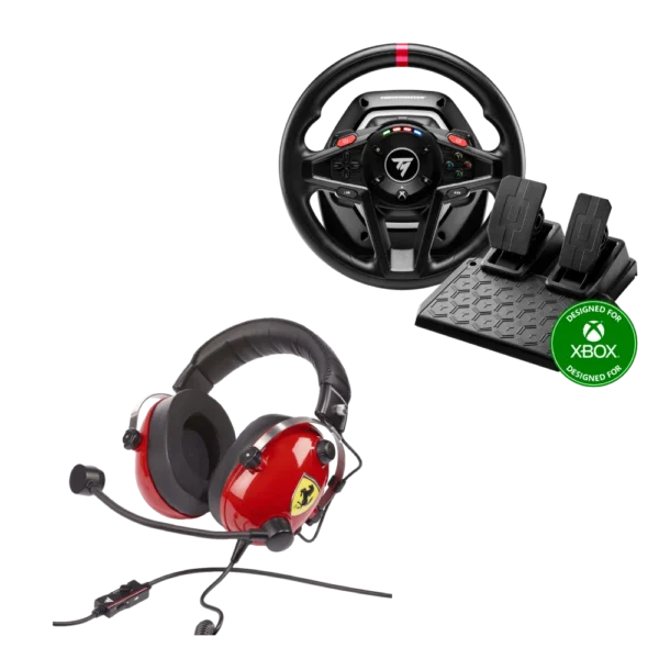 חבילה משולבת של הגה TM T128X XONE/SERIES/PC ו- אוזניות TM T.FLIGHT SCUDERIA FERRARI