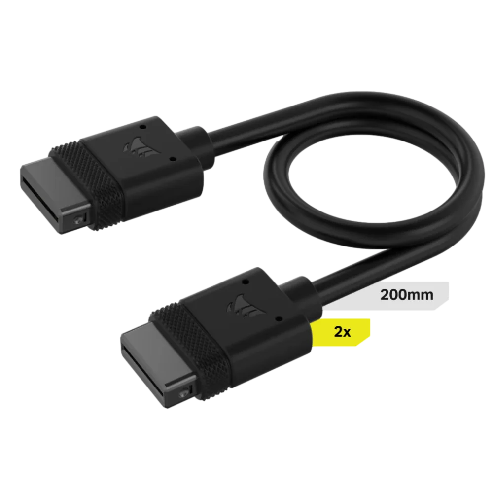 90904-111-20 כבל שחור 2 יח' -CORSAIR iCUE LINK 2x 200mm – תמונה 1