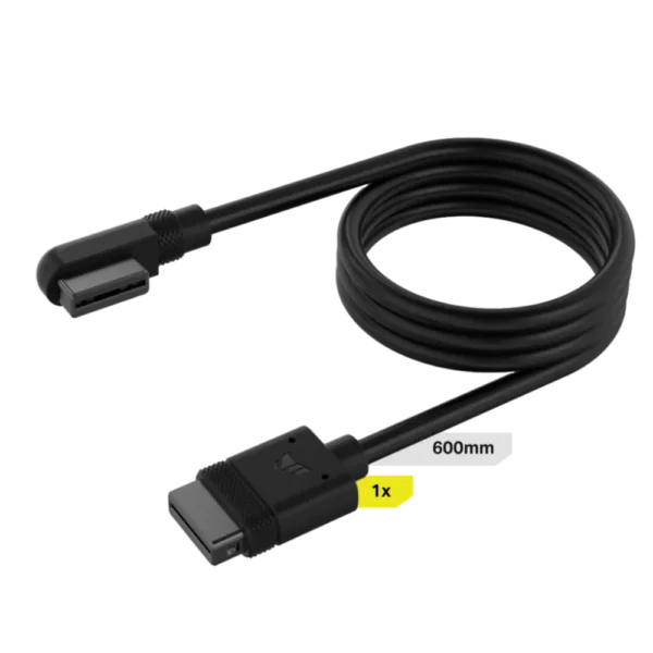 כבל שחור CORSAIR iCUE LINK 1x 600mm, Straight/Slim 90°connectors