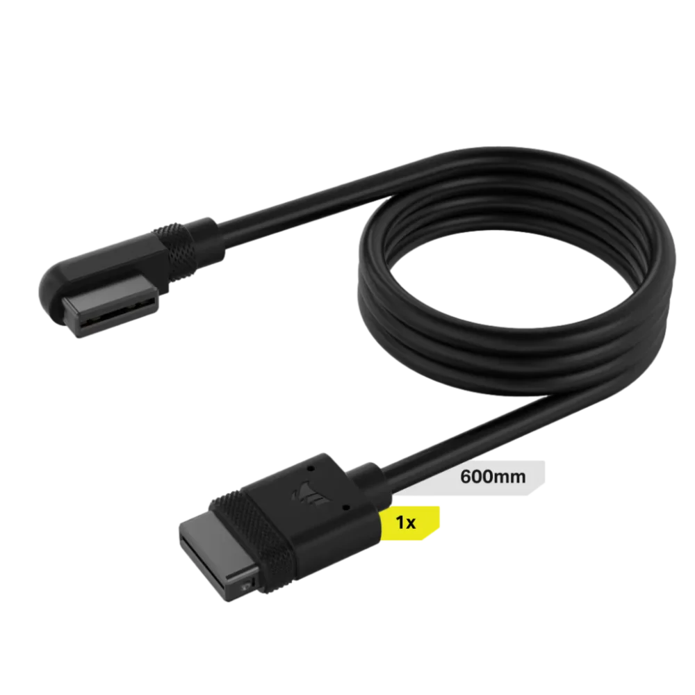 90904-111-22 כבל שחור CORSAIR iCUE LINK 1x 600mm, Straight/Slim 90°connectors – תמונה 1