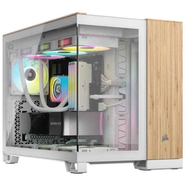 Corsair 6500X – מארז גיימינג Dual-Chamber בגימור לבן ועץ במבוק