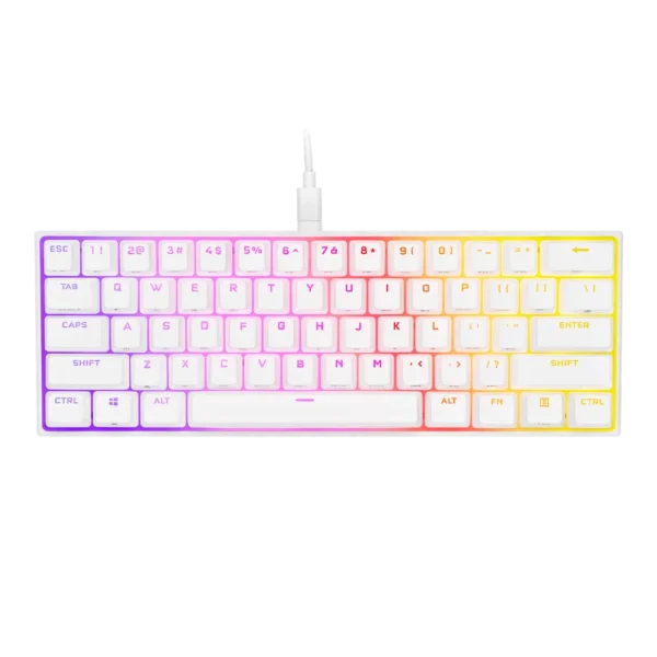 מקלדת מכנית לבנה CORSAIR K65 White RGB MINI 60%