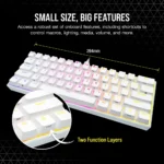 ⁦מקלדת מכנית לבנה CORSAIR K65 White RGB MINI 60%⁩ – תמונה ⁦4⁩