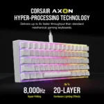 ⁦מקלדת מכנית לבנה CORSAIR K65 White RGB MINI 60%⁩ – תמונה ⁦6⁩