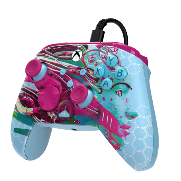 בקר גיימינג חוטי דגם PDP Rematch™ Glow Advanced Wired בצבע תכלת/ורוד מבית Turtle Beach