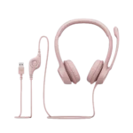 אוזניות עם מיקרופון וחיבור USB Logitech H390 – צבע ורוד