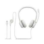 אוזניות עם מיקרופון וחיבור USB Logitech H390 – צבע לבן