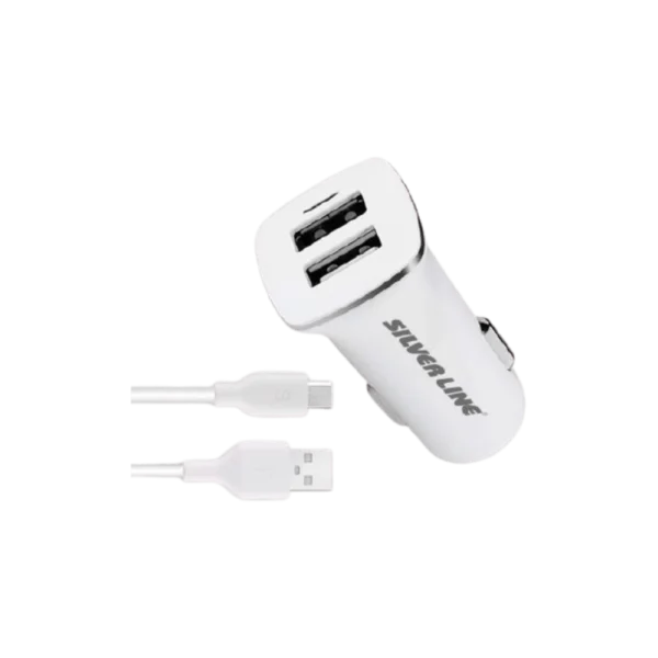 מטען לרכב Silver Line SCC340N 3.4A + כבל Micro USB