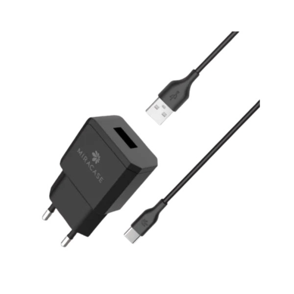 מטען קיר + כבל MIRACASE MWCS240 2.4A Type C שחור