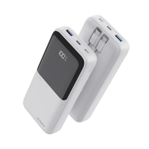סוללת טעינה 2 כבלים מובנים JP312-20000mAh 22.5W לבן JOWAY