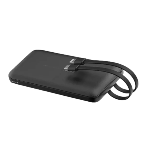 סוללת טעינה 2 כבלים מובנים JP266-10000mAh בצבע שחור
