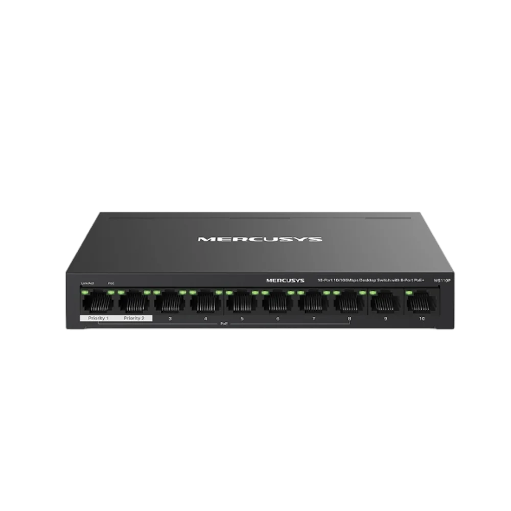 99360-110-05 מתג 5 גיגה MS110P 10/100 8+2 POE+ 65W L.Range 250m – תמונה 1