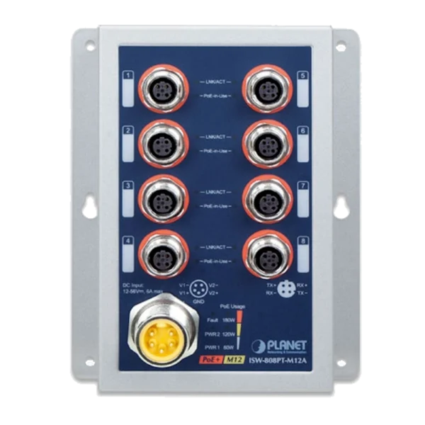Planet ISW-808PT-M12A – מתג ניהולי תעשייתי