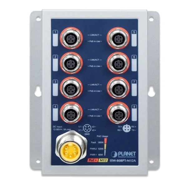 Planet ISW-808PT-M12A – מתג ניהולי תעשייתי