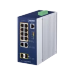 מתג תעשייתי מנוהל 12 פורטים Gigabit PoE+ דגם IGS-4215-8P2T2S מבית PLANET