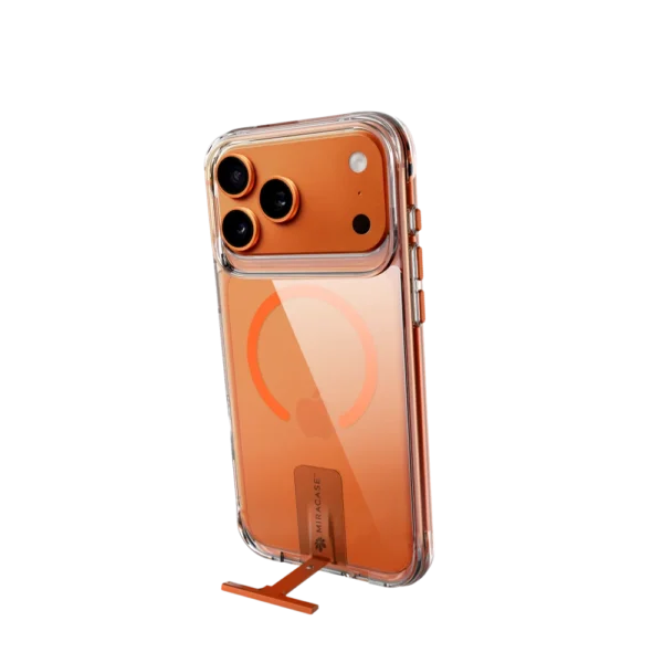 כיסוי ל-iPhone 17 Pro בצבע שקוף-כתום דגם MIRAKick מבית Miracase
