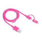 ⁦כבל טעינה וסנכרון Miracase 2IN1 MICRO USB/Lightning MAC130 – ורוד⁩ – תמונה ⁦2⁩