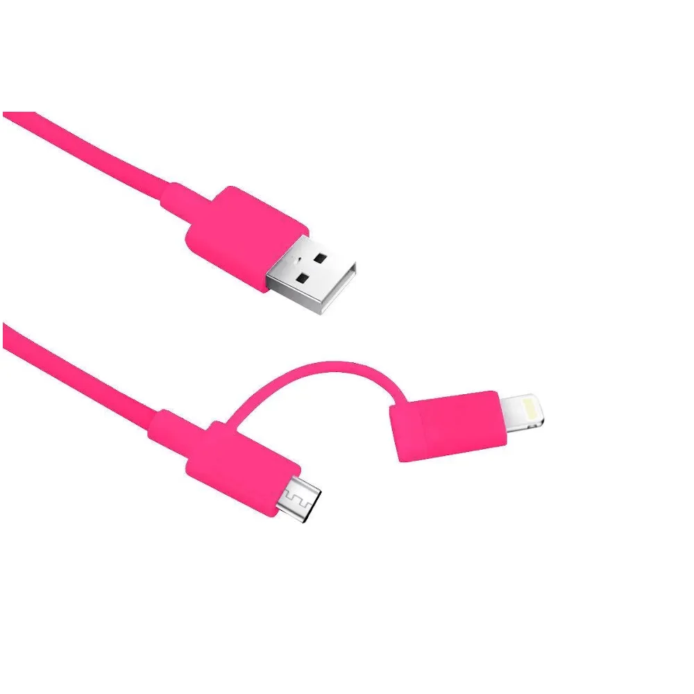 99701-803-01_1 כבל טעינה וסנכרון Miracase 2IN1 MICRO USB/Lightning MAC130 – ורוד – תמונה 1
