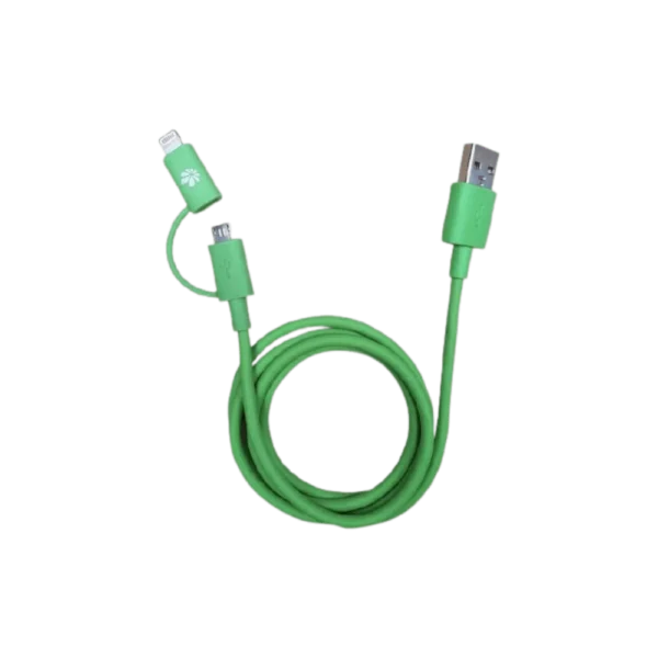כבל טעינה וסנכרון Miracase 2IN1 MICRO USB/Lightning MAC130 – ירוק