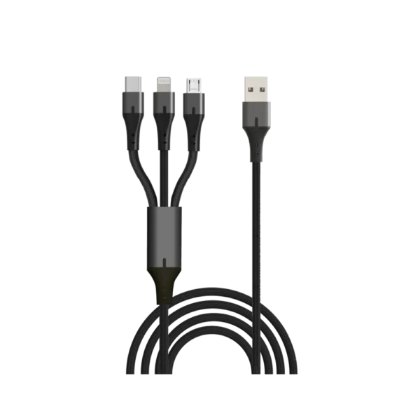 כבל סנכרון וטעינה 3 ב-1-USB to lightning, micro usb and type-c מבית SILVER LINE