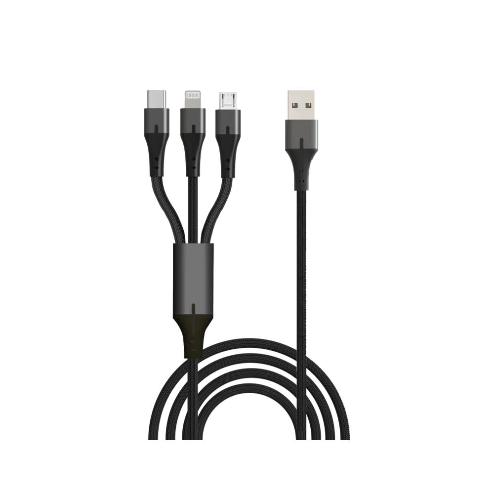 99702-001-29 כבל סנכרון וטעינה 3 ב-1-USB to lightning, micro usb and type-c מבית SILVER LINE – תמונה 1