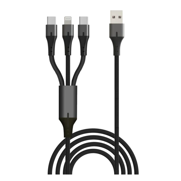 כבל סנכרון וטעינה 3 ב-1 USB to LIGHTNING Type-c x2
