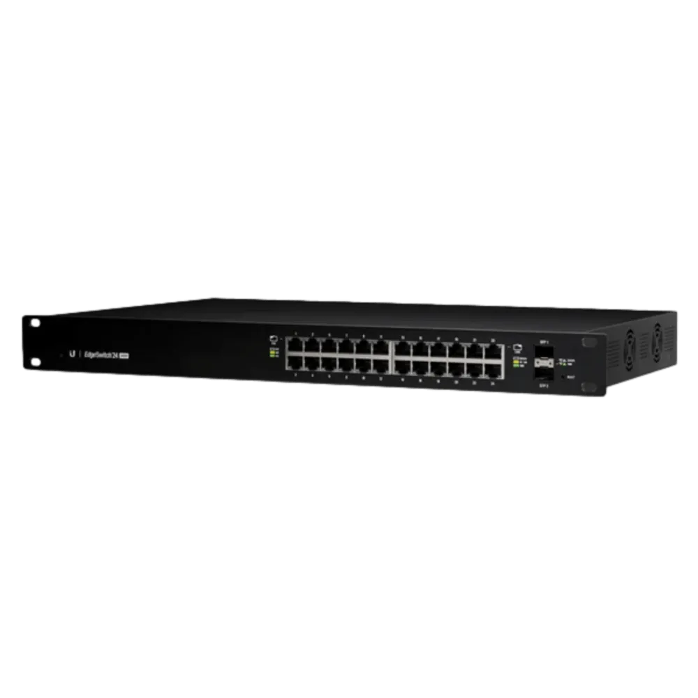 99860-051-01 ES-24-500W מתג POE עם 24 מבואות ג'יגה מקצועי מבית UBIQUITI. תומך עד 500W, מנוהל L3 ושתי מבואות SPF – תמונה 1